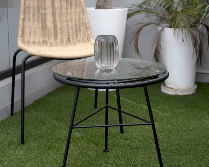 ZYNSELL Black Rattan Coffee Table - Image 2