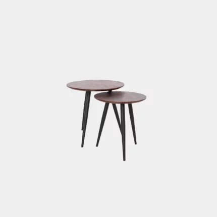 ZYNSELL Set of 2 Dark Wood & Black Metal Side Tables